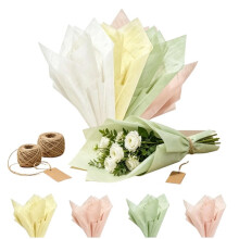 152 Sheets Cotton Flower Wrapping Paper, Waterproof Floral Wrap, 11.8x11.8in 4 Colors for Florists & Gift Packaging