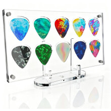 Gitarrenplektrum-Halterung, Transparenter Magnetischer Acryl-Plektrum-Organizer mit Ständer, Schreibtisch-Gitarrenzubehör