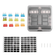 Car Boat Fuse Box Holder with 6 Ways Blade Fuse Holder Block Warning Indicator 12V 36V Power Distribution Panel Board.
