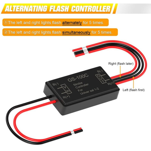 2Pcs Flash Strobe Controller 12V 24V GS-100C Auto Car Flasher Module for Tail Side Clearance Top LED Lights