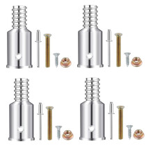 4 Pack Threaded Tip Replacement, Metal Broom Handle Adapter 1 Inch , for Wooden Mop Paint Pole Dust Collector