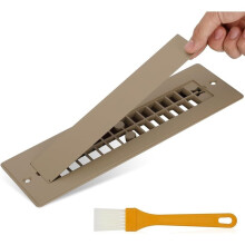 Aluminum RV Floor Vent Cover 2"X10", Magnetic Removable Cover, 1 Pack-Khaki Cleaning Brush Included Pet Hair Protection