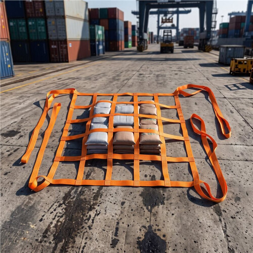 Terminal Bulk Cargo Loading and Unloading Cargo Lifting Net Goods Transfer Hoisting Net Marine Mesh Flat Sling 1