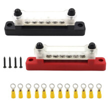 M6 12V Bus Bar 1/4 Inch Power Distribution Block 150A Electrical Terminal Block Bus Bar for Truck Boat Car RV