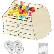 1 Set van 4 Houten Sorteer- en Opbergdozen voor Bouwblokken, Houten Opbergdoos, Opbergdoos voor Speelgoedbouwblokken