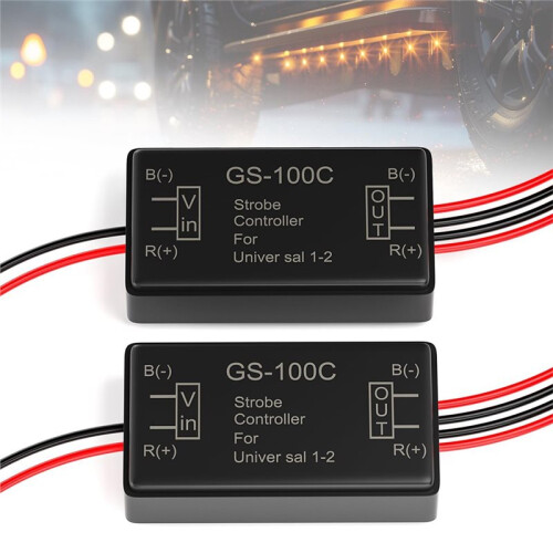 2Pcs Flash Strobe Controller 12V 24V GS-100C Auto Car Flasher Module for Tail Side Clearance Top LED Lights 2