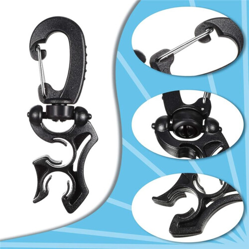 6 Pezzi di Clip per Tubo da Immersione con Moschettone per Snorkeling e Immersioni Subacquee. 1
