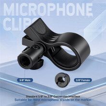 Klipsy Mikrofonowe, Regulowany Uchwyt Mikrofonowy, z Adapterem Śrubowym 5/8" Męskim na 3/8" Żeńskim. Klips Mikrofonowy