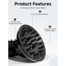 Blow Dryer Diffuser, Diffuser for Curly Hair, Attachment for 1.5-2.4" Hair Dryer Nozzle for Long Wavy Hair Quick Drying