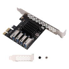 PCI-E X1 auf USB 3.2 Gen1 Erweiterungskarte, PCIE auf 4-Port USB 3.0 Erweiterungskarte, 5 Gbit/S High Speed für Desktop-PC-Gehäuse