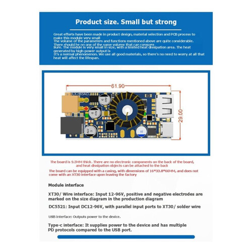12-96V High Voltage Buck Module with Case PD/QC2.0 3.0 Multiple Fast Charging Protocols for IOS/Xiao MI/ Phone 2