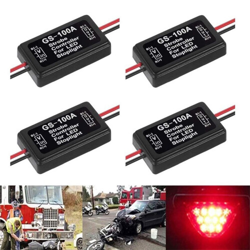 4 Pcs 12V-24V Flash Strobe Controller Flasher Module for 3rd LED Brake Lamp Tail Stop Lamp 1
