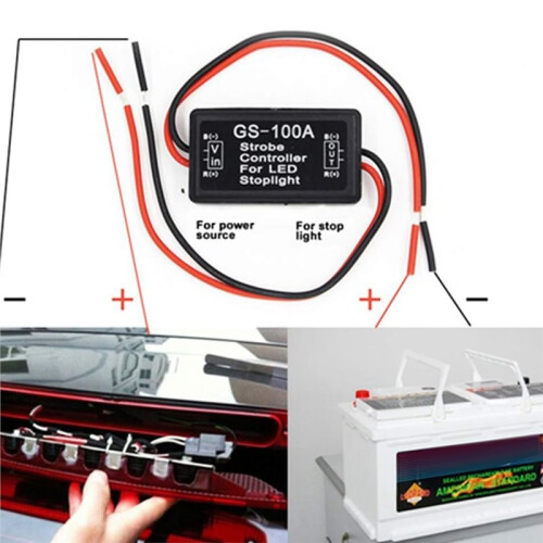 4 Pcs 12V-24V Flash Strobe Controller Flasher Module for 3rd LED Brake Lamp Tail Stop Lamp 2