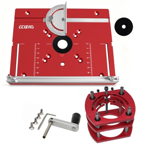 Kit de Levage de Défonceuse en Aluminium avec Plaque D'Insertion pour Table - Système de Défonceuse Réglable pour Tables de Défonceuse (Rouge) 1