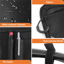 Wheelchair Side Bag with Cup Holder, Universal Armrest Organizer with Reflective Strips & Mesh Pockets, Water-Resistant