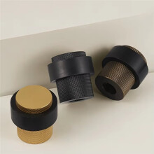 Brass Knurled Bathroom Heavy Duty Floor Mount Bumper Non-Magnetic Door Holder Catch Black