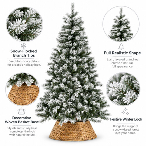 Artificial Flocked Christmas Tree with Metal Stand - 7ft 1