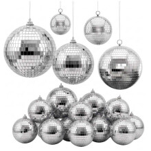Facetballen 80/100/150/200/300 mm-Duoku-Set van 17 Zilveren Disco Ballen met Ophangringen, voor DJ's, Clubs