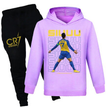 (Purple,110cm)Set Pantaloni Felpa Maniche Lunghe Stampa Cr7 Abbigliamento Bambini Regali Moda
