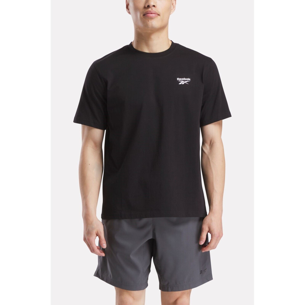 Reebok (, ) Cody Crew Neck Tee Cotton Men's Black Short Sleeve T-Shirts - Image 6