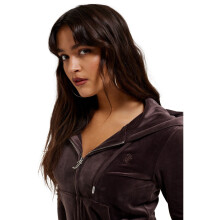(, ) Juicy Couture Robertson Classic Jacket Polyester Women's Brown Hooded Sweatshirt