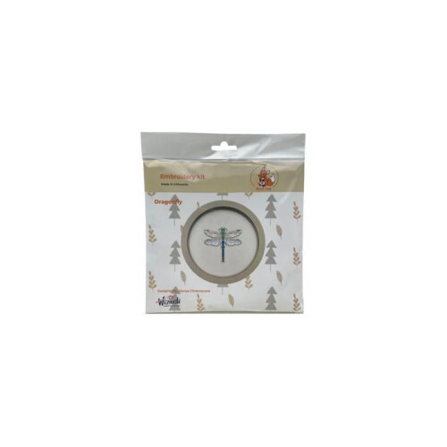 Kit point de croix - KIND FOX - Libellule (KF058/5) - Support bois - 17,5 cm - 8 couleurs DMC 2