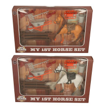 Atoz My First Horse Set with Toy Horse, Wheelbarrow and Stable Accessories, Play Set for Children 3+ Years, Brown