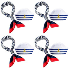 4 Sets Sailor Hats, Classic White Captain Hat