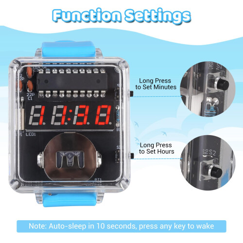 DIY LED Watch Soldering Kit, 12/24H Selectable Time Electronics Soldering Project Kit 1