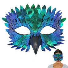 Masquerade Bird Mask, Colorful Feathered Costume Mask Mystical Owl Masks for Adults Halloween Cosplay Party