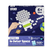 Binca Dotties Space Dot Art Activity Kit | 1500+ Stickers | Mess-Free Mosaic Craft Kit for Kids Ages 4-7 | Travel Activity
