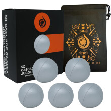 5 x Pro 115g Cascade Classic Juggling Balls - Thud Juggling Balls & Bag - Set of 5 Juggling Balls (Silver)