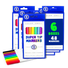 Color Swell Super Tip Bulk Markers, 6 Pack, 8 Colors per Pack (48 Total)