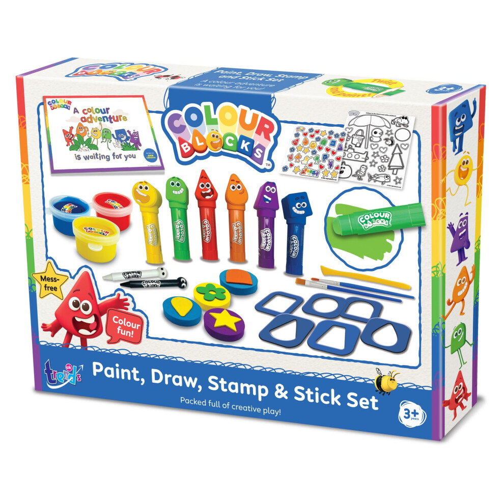 Colour Blocks Paint Draw Stamp And Stick Set - Kids Large Art Craft Kit - Image 6