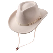 DRESHOW Cowboy Cowgirl Hat for Boys Girls Classic Western Felt Fedora Belt Buckle Retro Panama Hats with Wind Lanyard Unisex Rolled up Caps for Kids