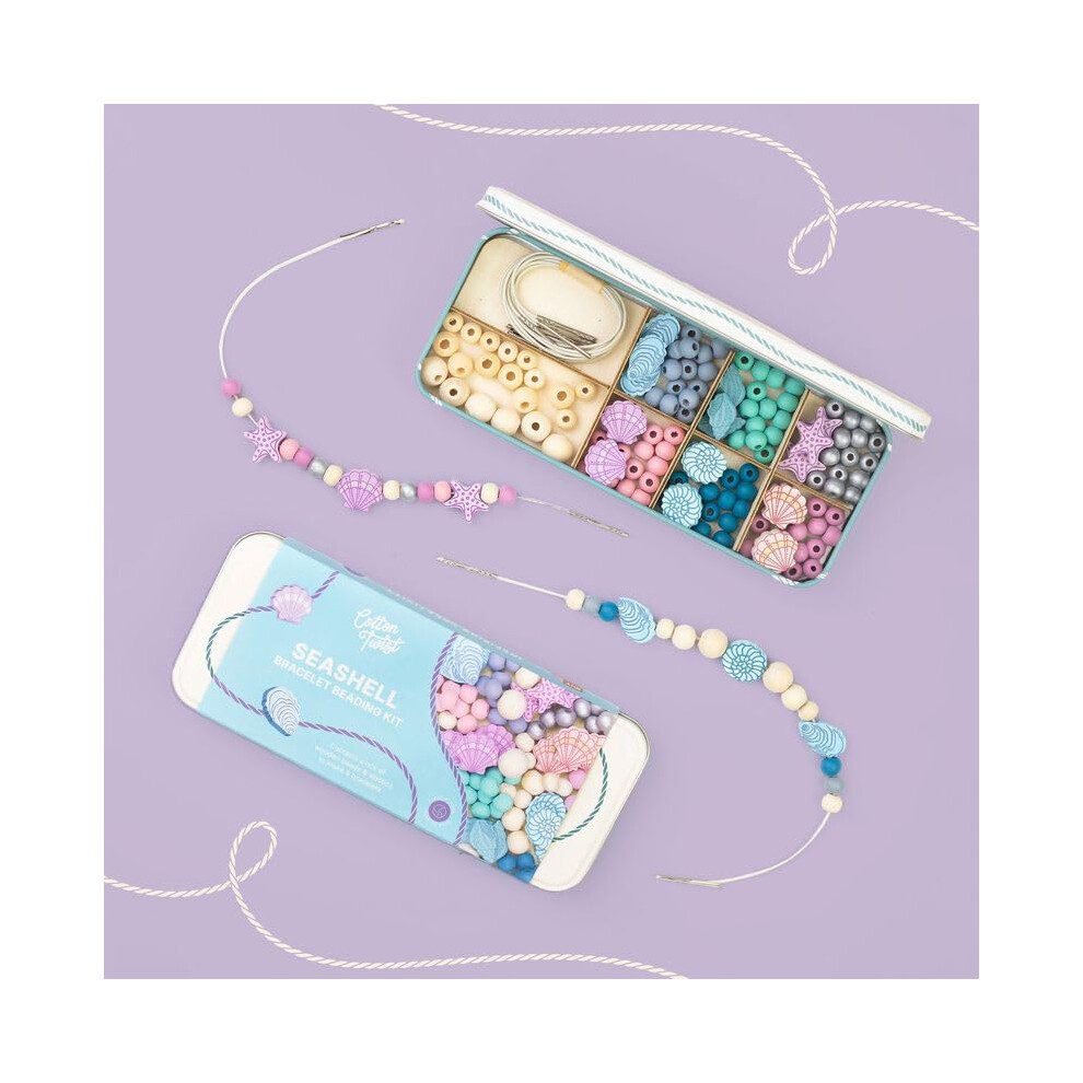 Cotton Twist Create Your Own Seashell Bracelet Bead Craft Kit In Reusable Tin - Image 4