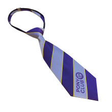 Equetech Official Pony Club Ready-Tied Tie - Purple, Light Blue & Gold Striped Equestrian Events Tie