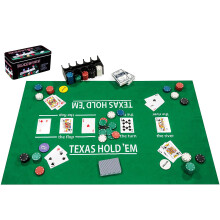 Engelhart Poker Set 200 Chips 4 g - Complete Metal Box with Mat, 2 Card Games, Dealer Buttons, Small and Large Blinds, Dice and Rules 320900