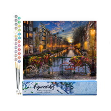 Figured'Art Paint by Numbers for Adults View of Amsterdam Canal 40x50cm - Craft Art Painting DIY Kit Rolled Canvas Without Frame
