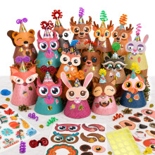 Glittery Garden Woodland Themed Christmas Party Hats Making Kit c/w Chenille Stems & Stickers. Group Activities