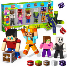 GraceDuck Rotatable Magnetic Action Figures with Magnetic Building Blocks Set