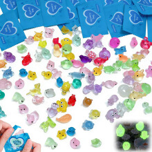 200Pcs Tiny Mixed Mystery Bags, Mini Resin Animals, Small Plastic Animal Figures Glow in the Dark for DIY Crafts Party Favors Hide Crafts Decor