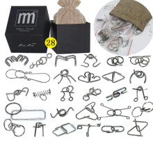 28pcs Metal Wire Puzzle Logic Brain Teaser Set - Metal Ring IQ puzzles Difficult Games - Ideal Intelligence Toys Gifts for Kids and Adults