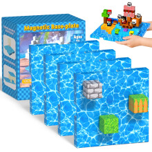 GraceDuck Magnetic Blocks Baseplate - Magnet Toys for Kids, 4PCS Baseplate for Magnetic Building Blocks Placing 4" x 4"