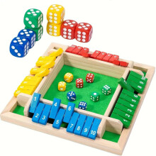 Shut The Box Game, 4 Players Classic Traditional Wooden Board Games