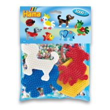 Hama Perlen 4416 Set for Playgroups with Approx. 3,000 Colourful Midi Ironing Beads with Diameter 5 mm, Motif Templates and 4 Pin Plates