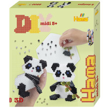 Hama Gift Box - 3D Panda | Approx. 2.500 Beads, Fuse Beads Mosaic Decoration, Arts and Crafts for Ages 5 and Up, Official Hama Bead Set