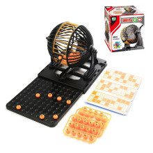 6" Cage Bingo Gift Game 90 Number 24 Cards Bingo Machine Cage Game Set with Bingo Balls Classic Cage Bingo Tray