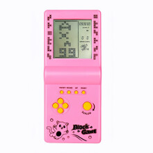 3.5-inch Large Screen Brick Game Console - Building Block Racing/Tank Game - 26 Classic Nostalgic Puzzles (Pink)