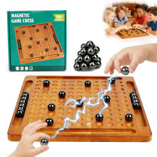 Magnetic Chess Game with Wooden Board, Magnetic Game, Includes 20 Magnetic Pieces, Magnetic Chess Game for Kids, Magnetic Table Game